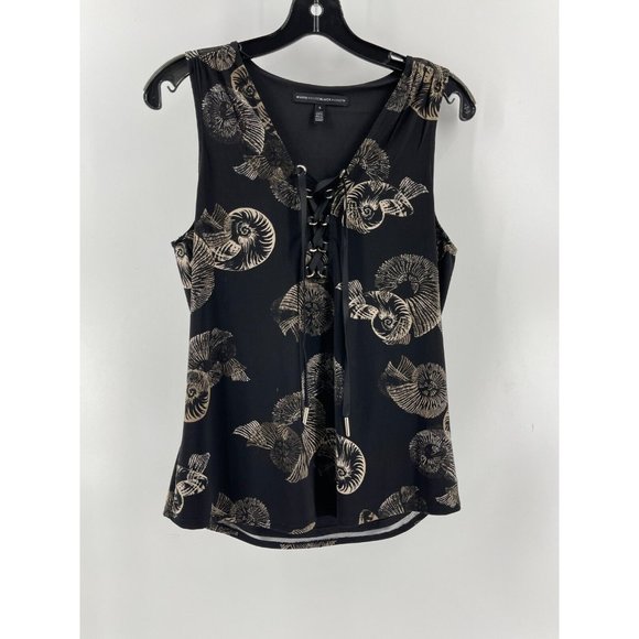 White House Black Market Sleeveless Nautilus Seashell Print Top Blouse Size S - Picture 2 of 14